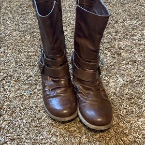 Brown mid calf boots